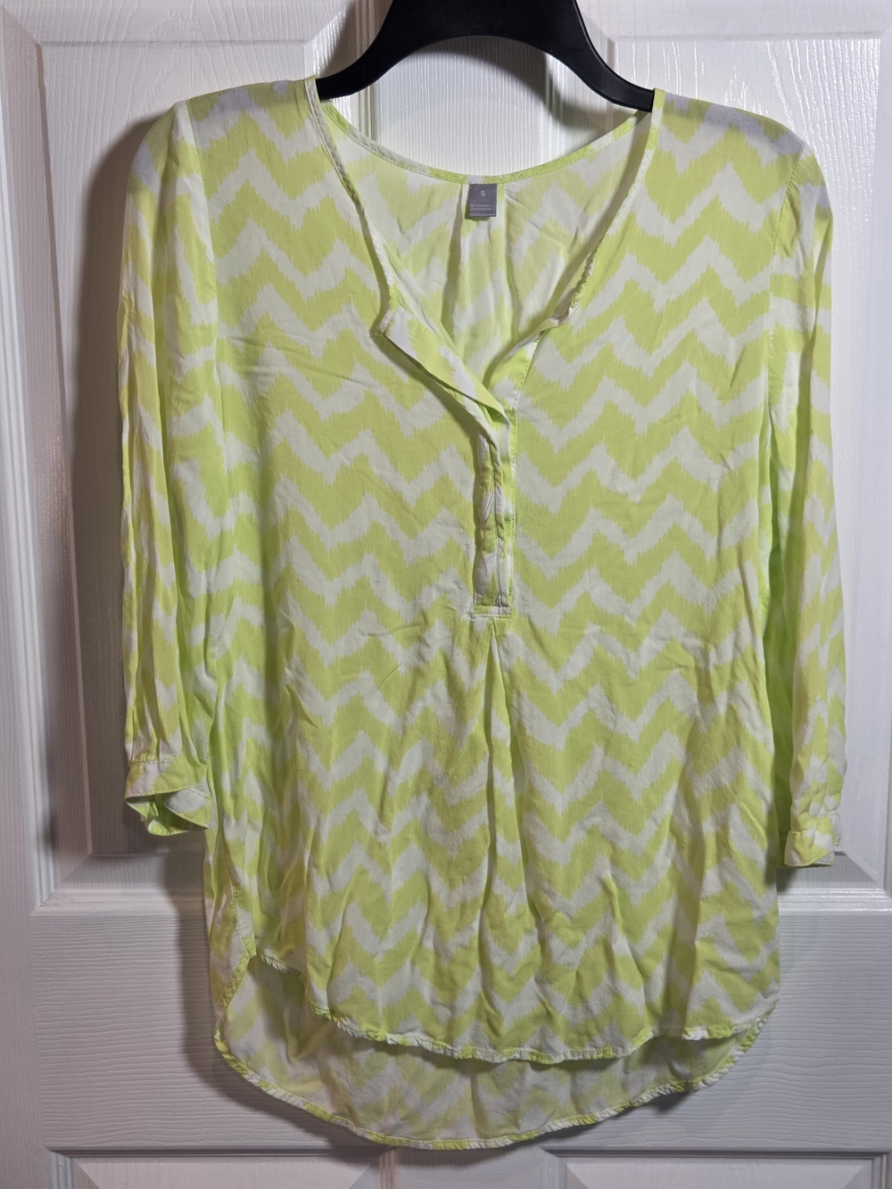 Neon Lime and White Chevron Tunic Top